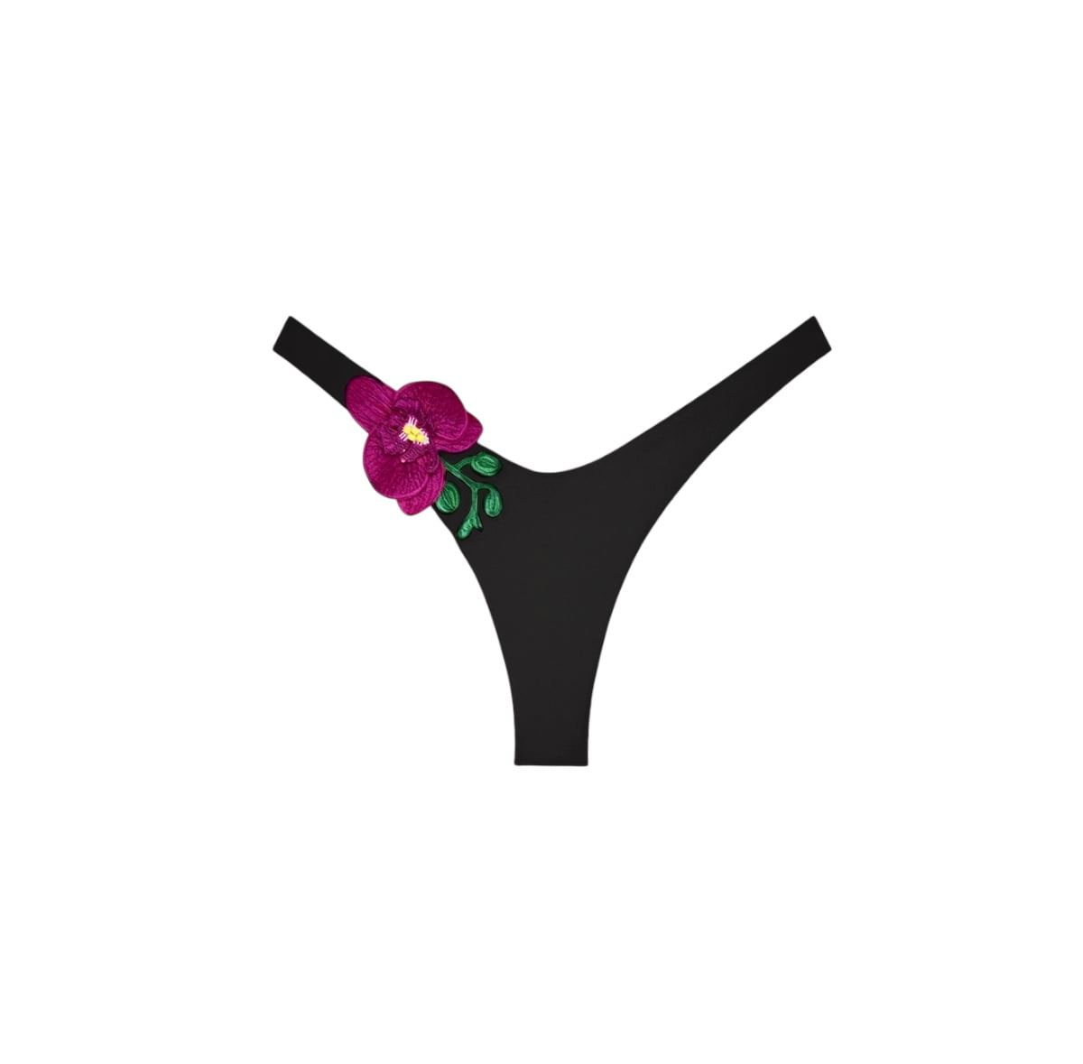 Bottom Black / XS Orchids of Biscayne Bottom Nikoza Swimwear Orchids of Biscayne Black Bikini Bottom Olga Nikoza Swimwear