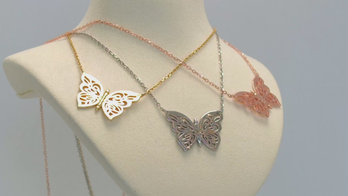 .925 Silver Papillon Butterfly Women's Necklace Jewelry