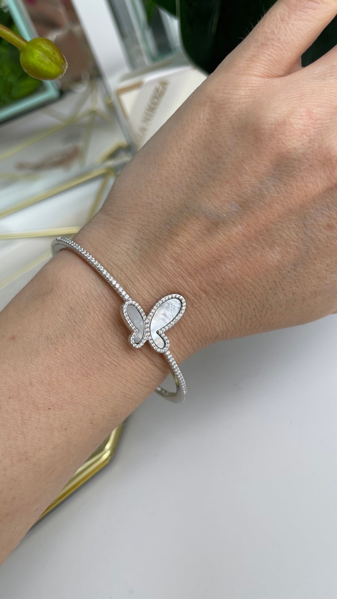 .925 Silver Mother Of Pearl Butterfly Women's Bangle Bracelet Jewelry 2022 Silver Mother Of Pearl Butterfly Women's Bangle Jewelry Olga Nikoza Swimwear
