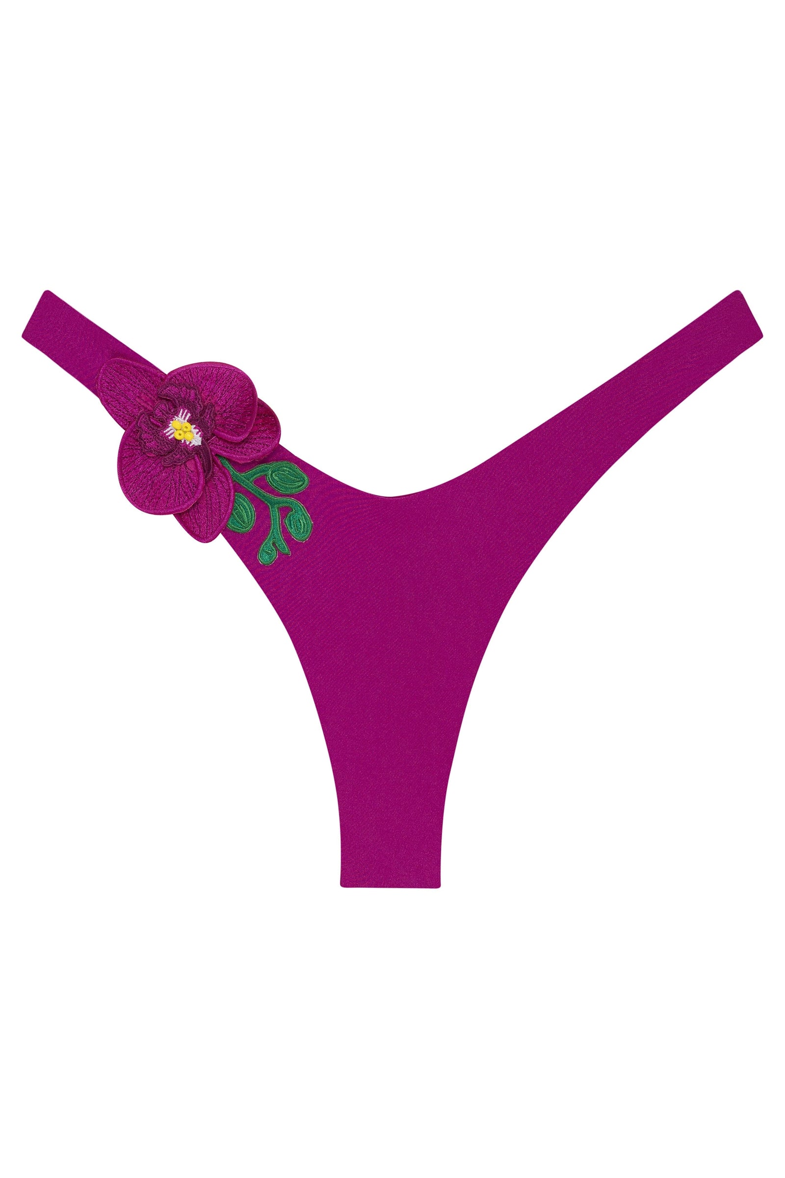 Fuchsia / XS Orchids of Biscayne Black Bikini Bottom 2022 Nikoza Swimwear Orchids of Biscayne Black Bikini Bottom Olga Nikoza Swimwear