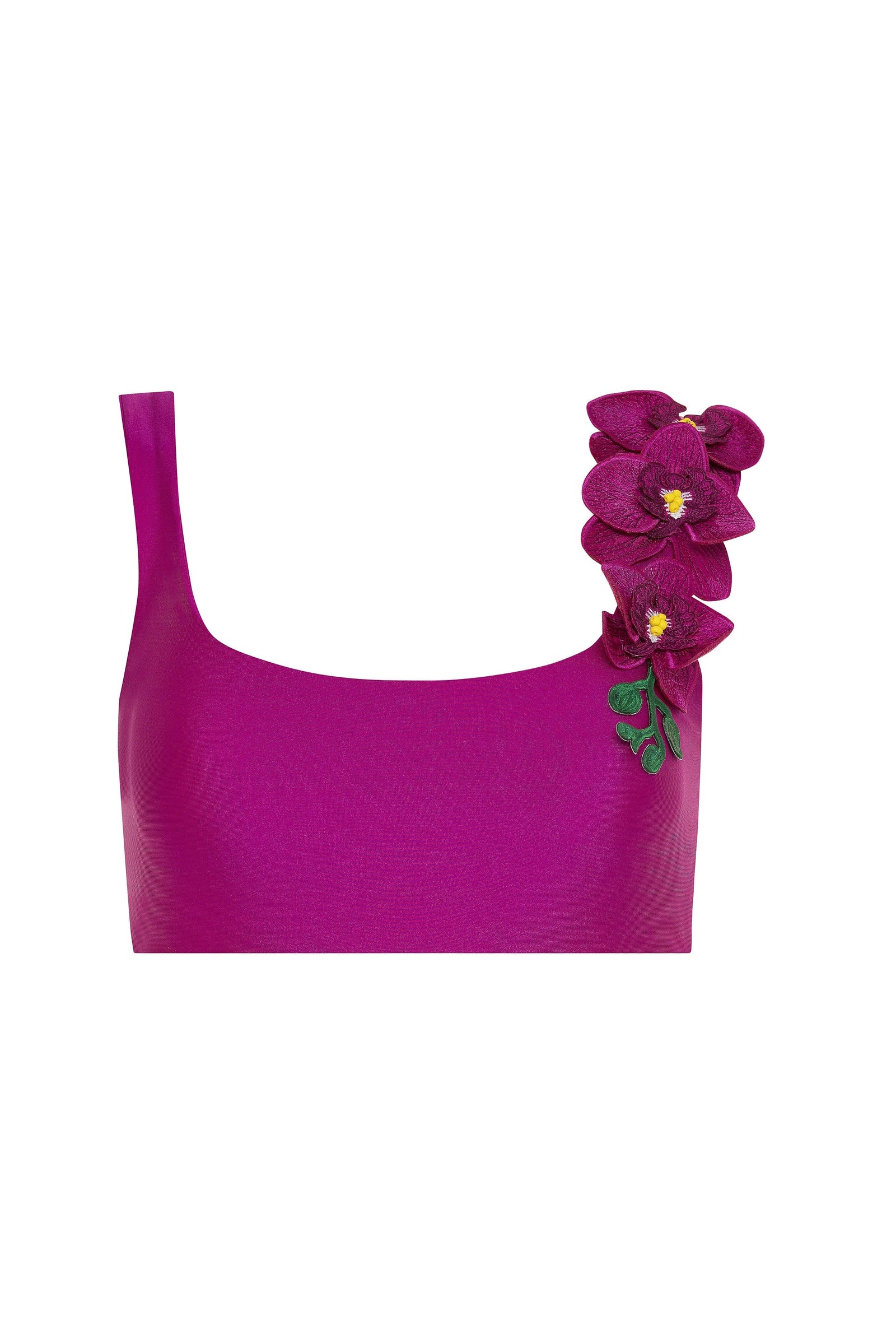 Fuchsia / XS Orchids of Biscayne Black Bikini Top 2022 Nikoza Swimwear Orchids of Biscayne Black Bikini Top Olga Nikoza Swimwear