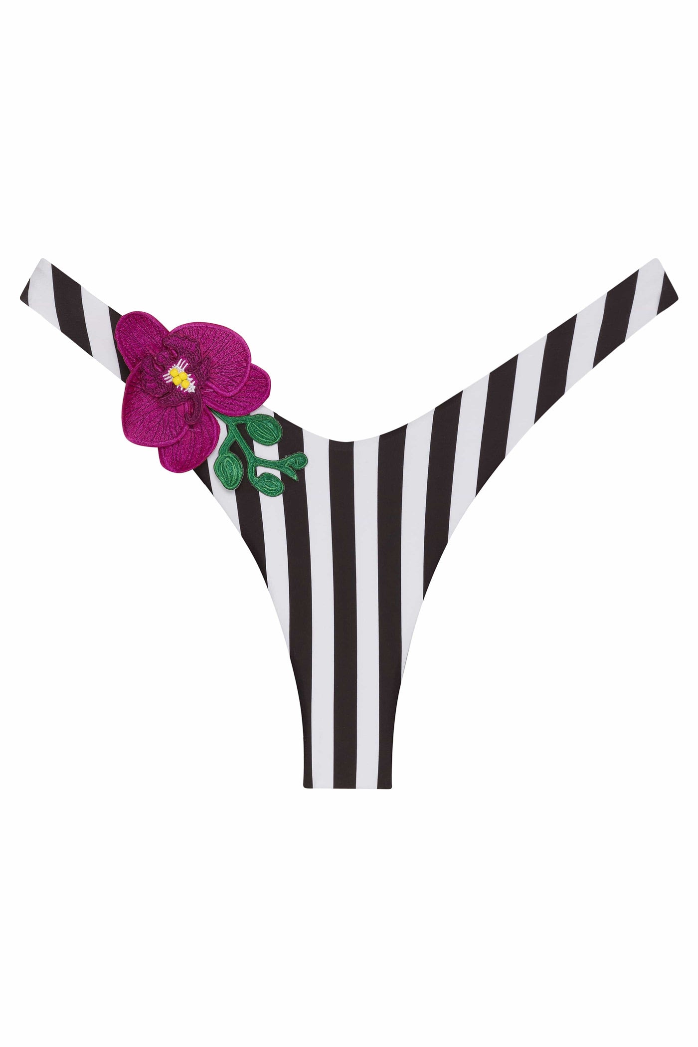 Stripe / XS Orchids of Biscayne Black Bikini Bottom 2022 Nikoza Swimwear Orchids of Biscayne Black Bikini Bottom Olga Nikoza Swimwear