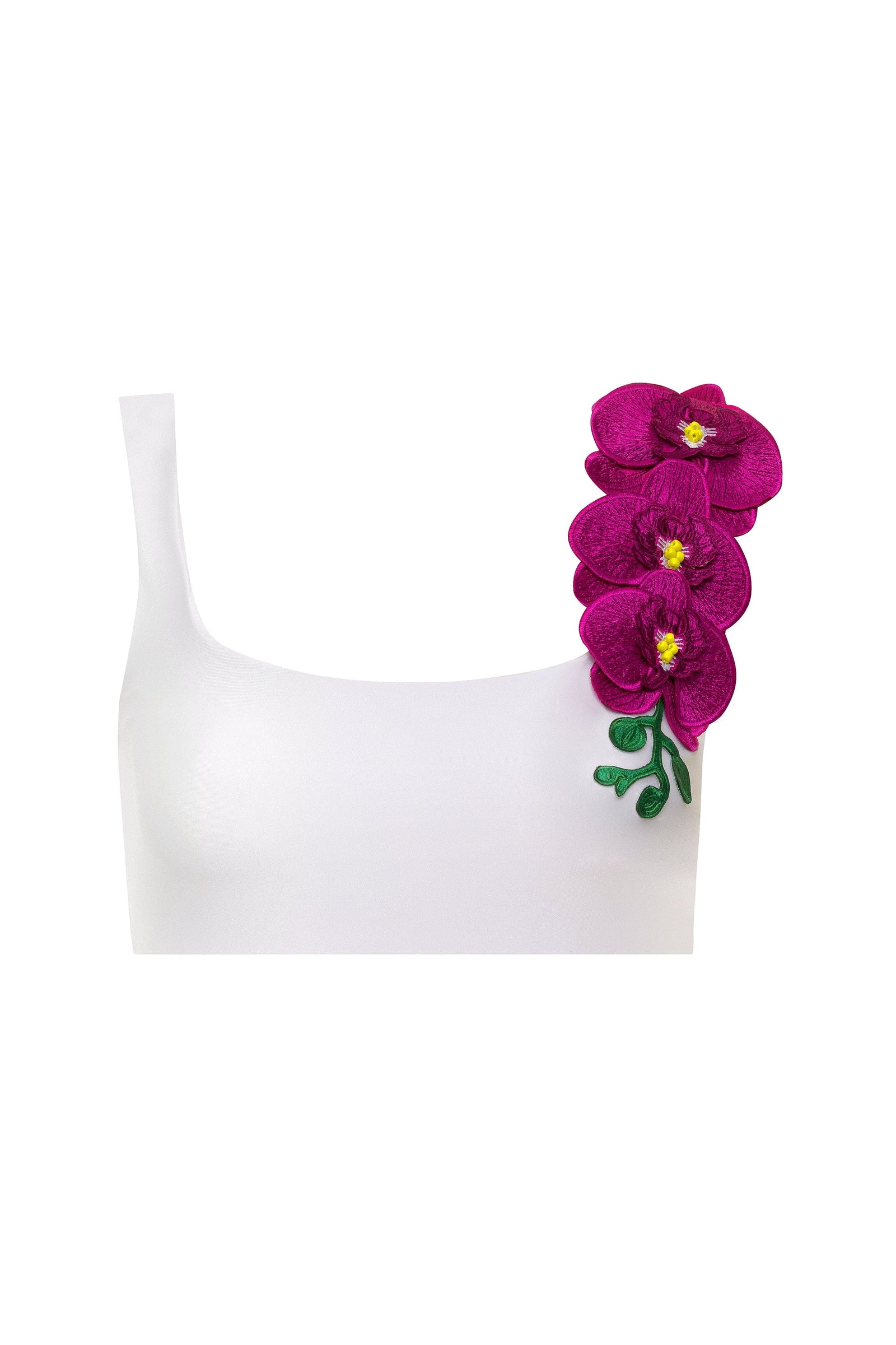 White / XS Orchids of Biscayne Black Bikini Top 2022 Nikoza Swimwear Orchids of Biscayne Black Bikini Top Olga Nikoza Swimwear