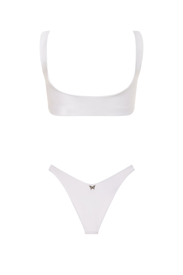 ORCHIDS OF BISCAYNE TOP & BOTTOM WHITE BIKINI