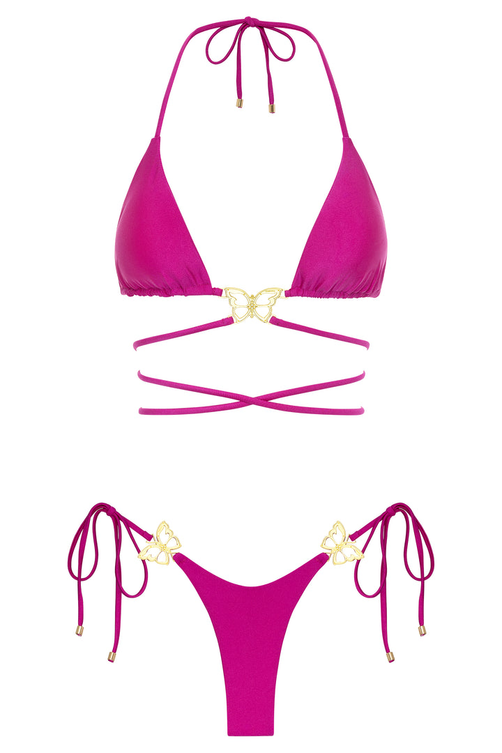 Mariposa Top and Bottom Black Shimmer Bikini