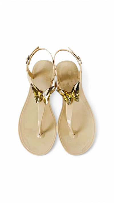 ALIANA Black Gel Beach Sandals