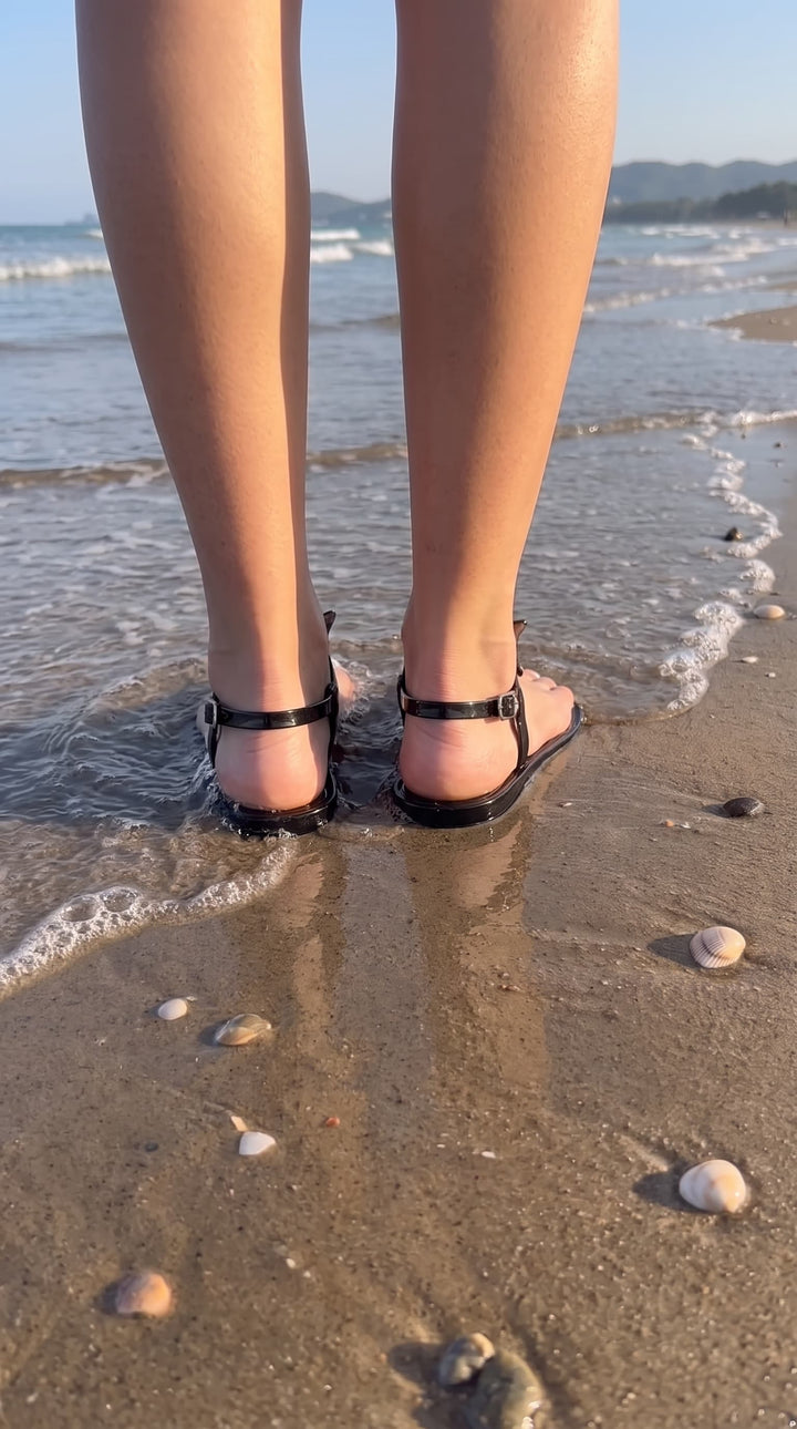 shoes ALIANA Black Gel Beach Sandals ALIANA Black Gel Beach Sandals | Resort Footwear | Nikoza NIKOZA