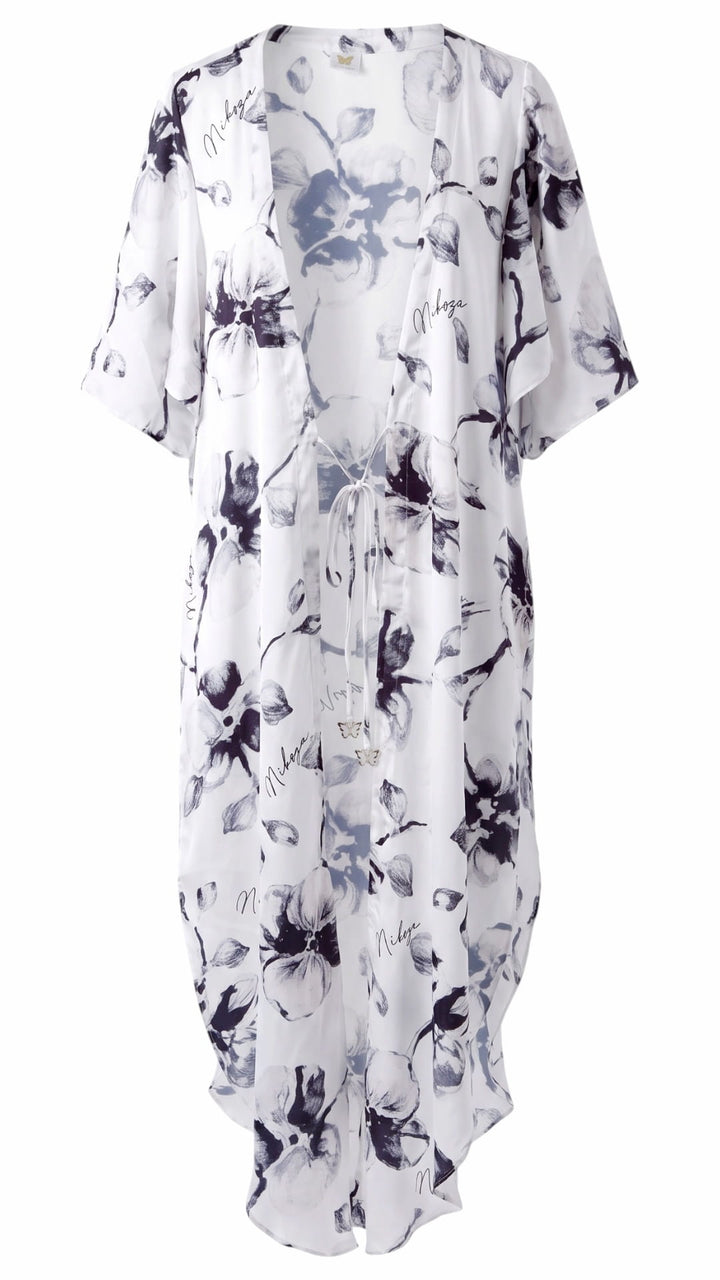 cover up black-white-dress / One Size Miranda long cover up 100% Silk Satin Miranda Long Silk Satin Cover-Up | NIKOZA NIKOZA