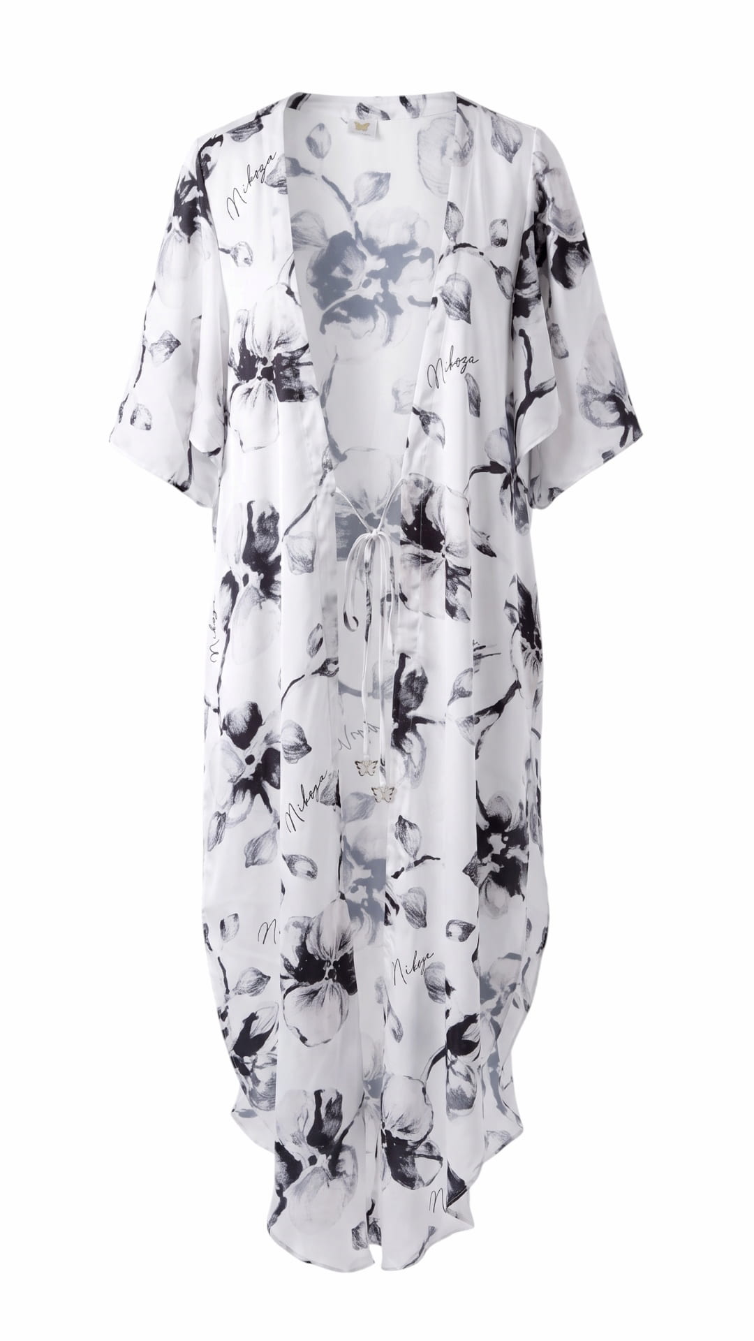 cover up black-white / One Size Miranda long cover up 100% Silk Satin Miranda Long Silk Satin Cover-Up | NIKOZA NIKOZA