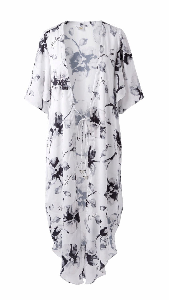 cover up black-white / One Size Miranda long cover up 100% Silk Satin Miranda Long Silk Satin Cover-Up | NIKOZA NIKOZA