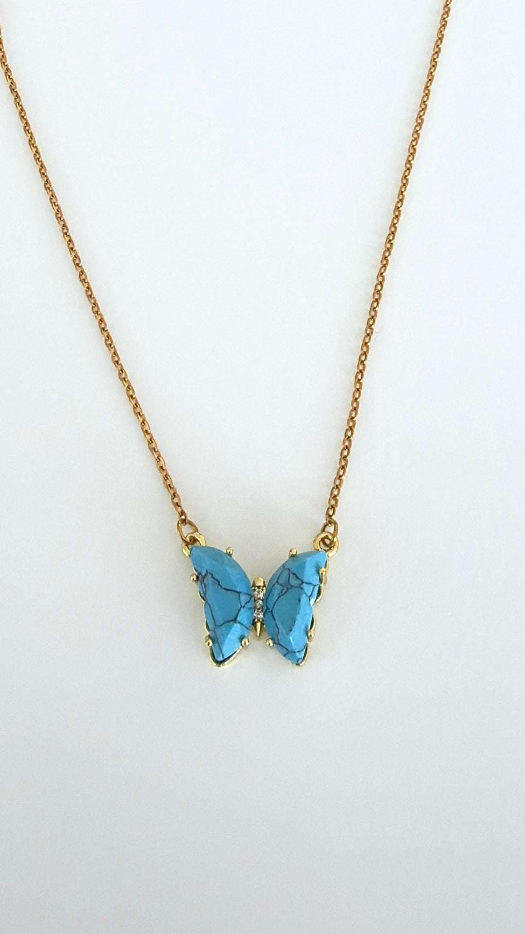 Necklace Blue Turquoise Precious Butterfly Women&