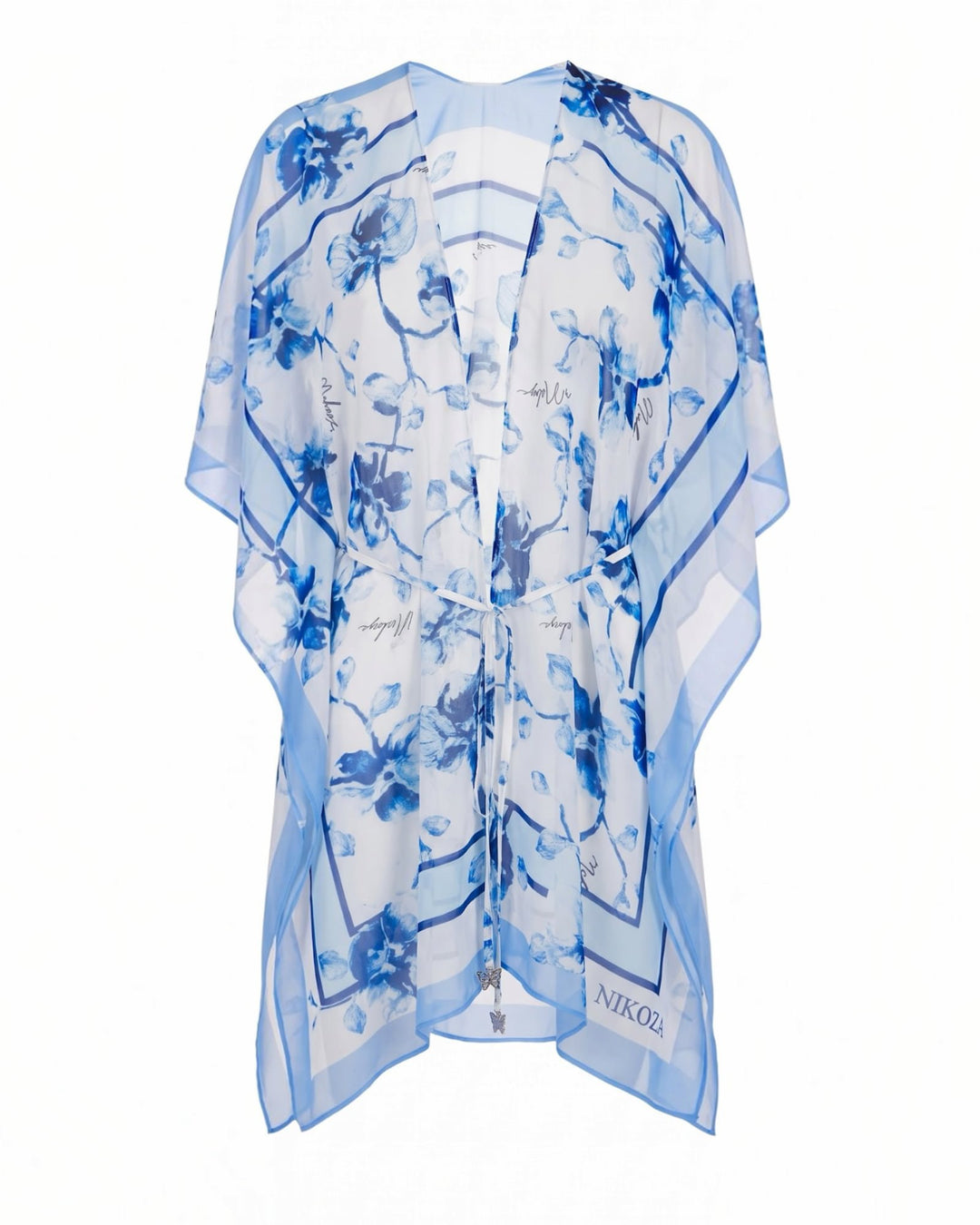 Tunic Cover-Up blue-white / One Size Fleur de Mer Tunic Cover-Up Blue Floral Tunic Cover-Up | Santorini Collection | NIKOZA NIKOZA