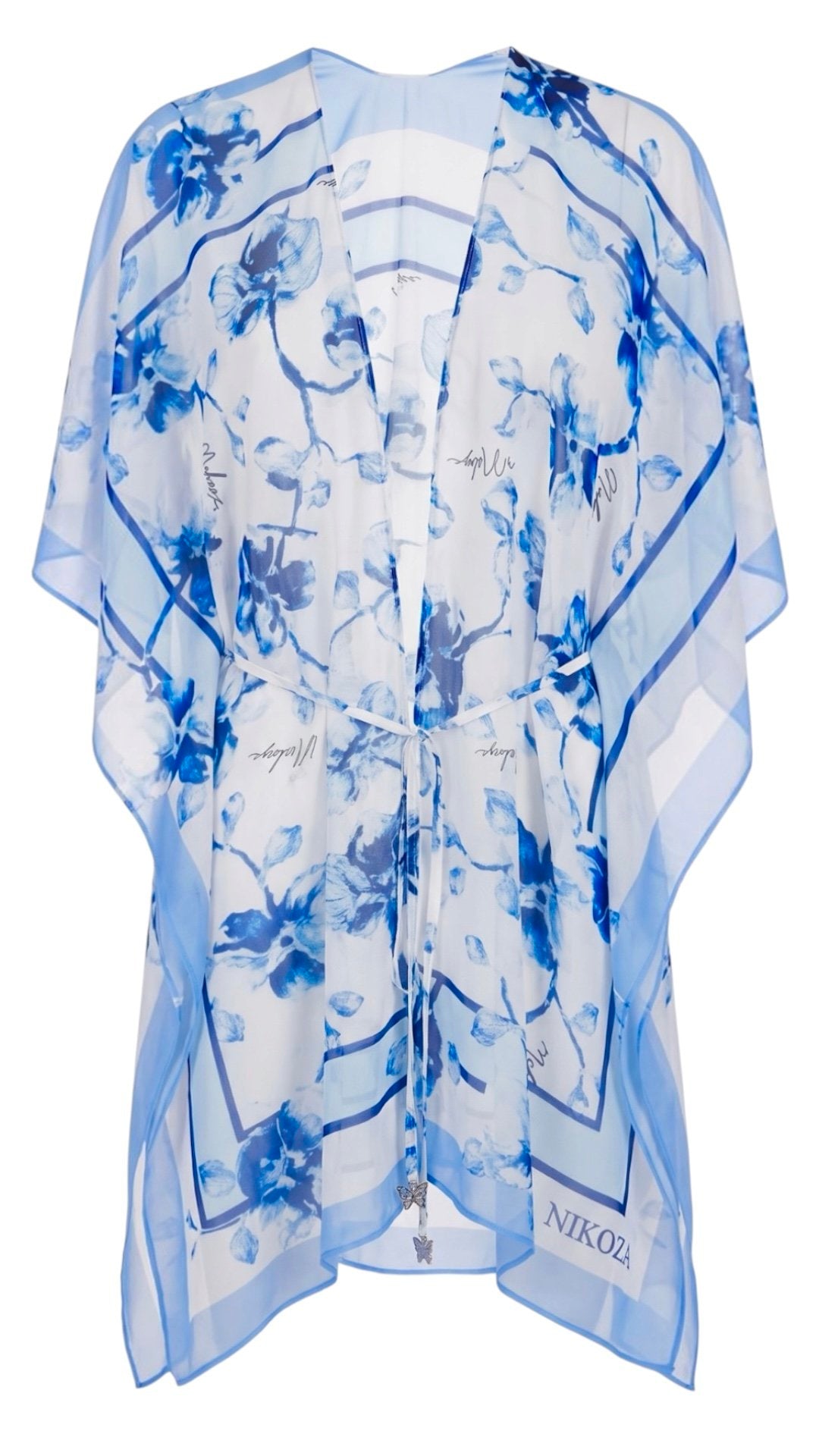 Tunic Cover-Up blue-white / One Size Fleur de Mer Tunic Cover-Up Blue Floral Tunic Cover-Up | Santorini Collection | NIKOZA NIKOZA