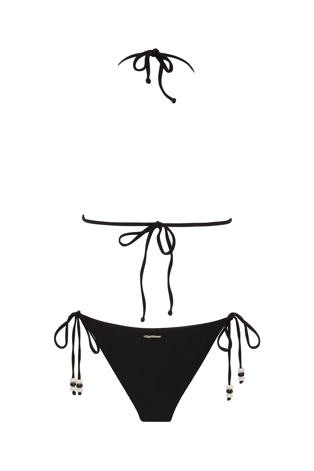 bikini LYCASTE TOP &amp; BOTTOM BLACK BIKINI Lycaste Black Bikini Set | 3D Orchid Embroidered Swimwear | Nikoza NIKOZA