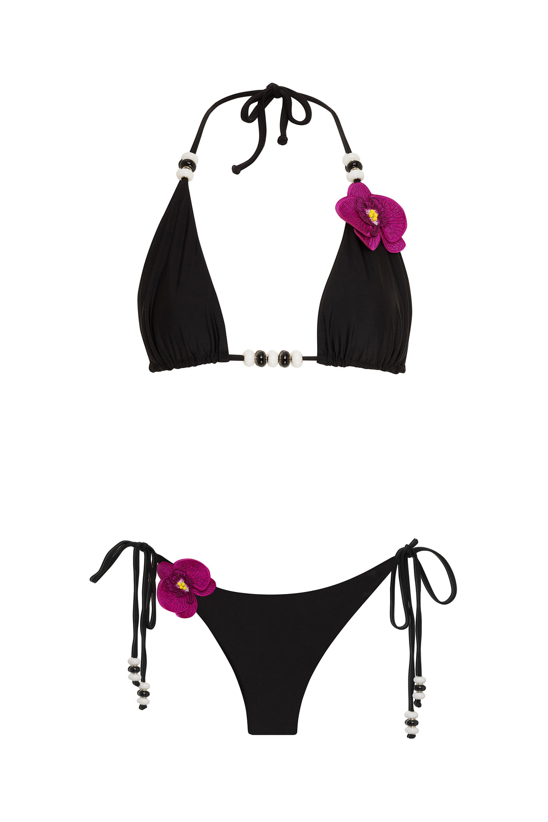 bikini LYCASTE TOP &amp; BOTTOM FUCHSIA BIKINI Lycaste Fuchsia Bikini Set | 3D Orchid Embroidered Swimwear | Nikoza NIKOZA