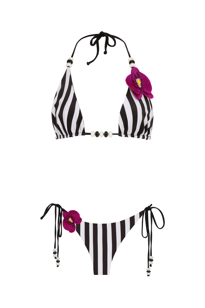 bikini LYCASTE TOP &amp; BOTTOM FUCHSIA BIKINI Lycaste Fuchsia Bikini Set | 3D Orchid Embroidered Swimwear | Nikoza NIKOZA