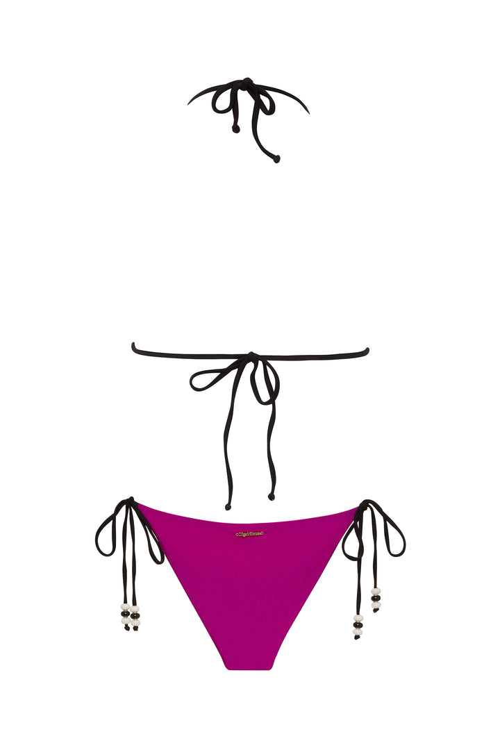 bikini LYCASTE TOP &amp; BOTTOM FUCHSIA BIKINI Lycaste Fuchsia Bikini Set | 3D Orchid Embroidered Swimwear | Nikoza NIKOZA