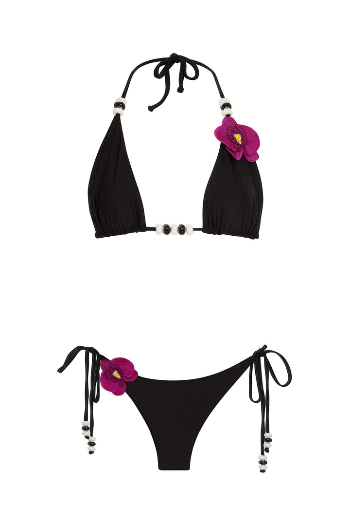 bikini Lycaste Top &amp; Bottom White Bikini Lycaste White Bikini Set | 3D Orchid Embroidered Swimwear NIKOZA
