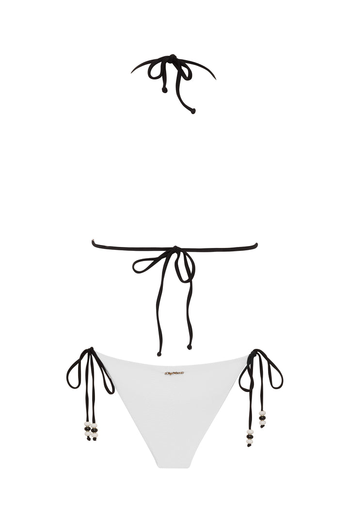 bikini Lycaste Top &amp; Bottom White Bikini Lycaste White Bikini Set | 3D Orchid Embroidered Swimwear NIKOZA