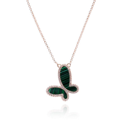 Necklace Malachite Copy of Green Malachite w/ 18k Gold & Cubic Zirconia Butterfly Necklace Jewelry 2023 Green Malachite Gold Cubic Zirconia Butterfly Necklace NIKOZA