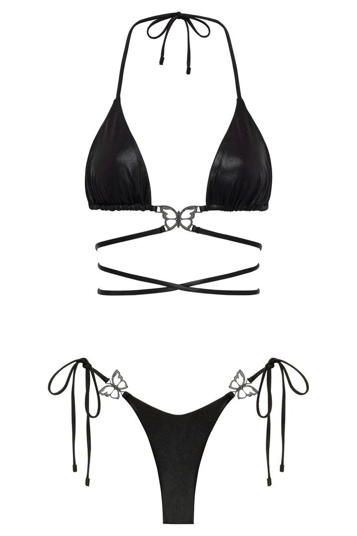 bikini Mariposa Top and Bottom Black Shimmer Bikini Mariposa Top and Bottom Black Shimmer Bikini NIKOZA