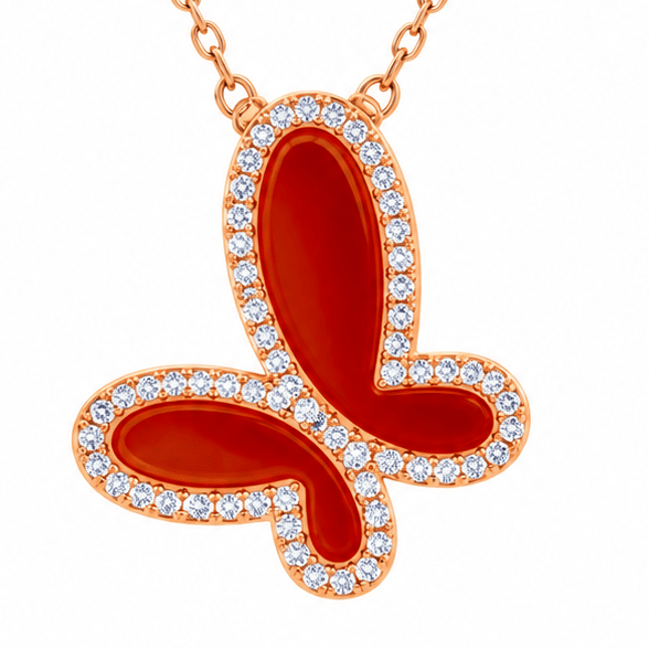 Necklace Mother of Pearl w/ 18k Gold &amp; Cubic Zirconia Butterfly Necklace Jewelry Mother of Pearl Butterfly Necklace | 18K Gold Pendant | Nikoza NIKOZA