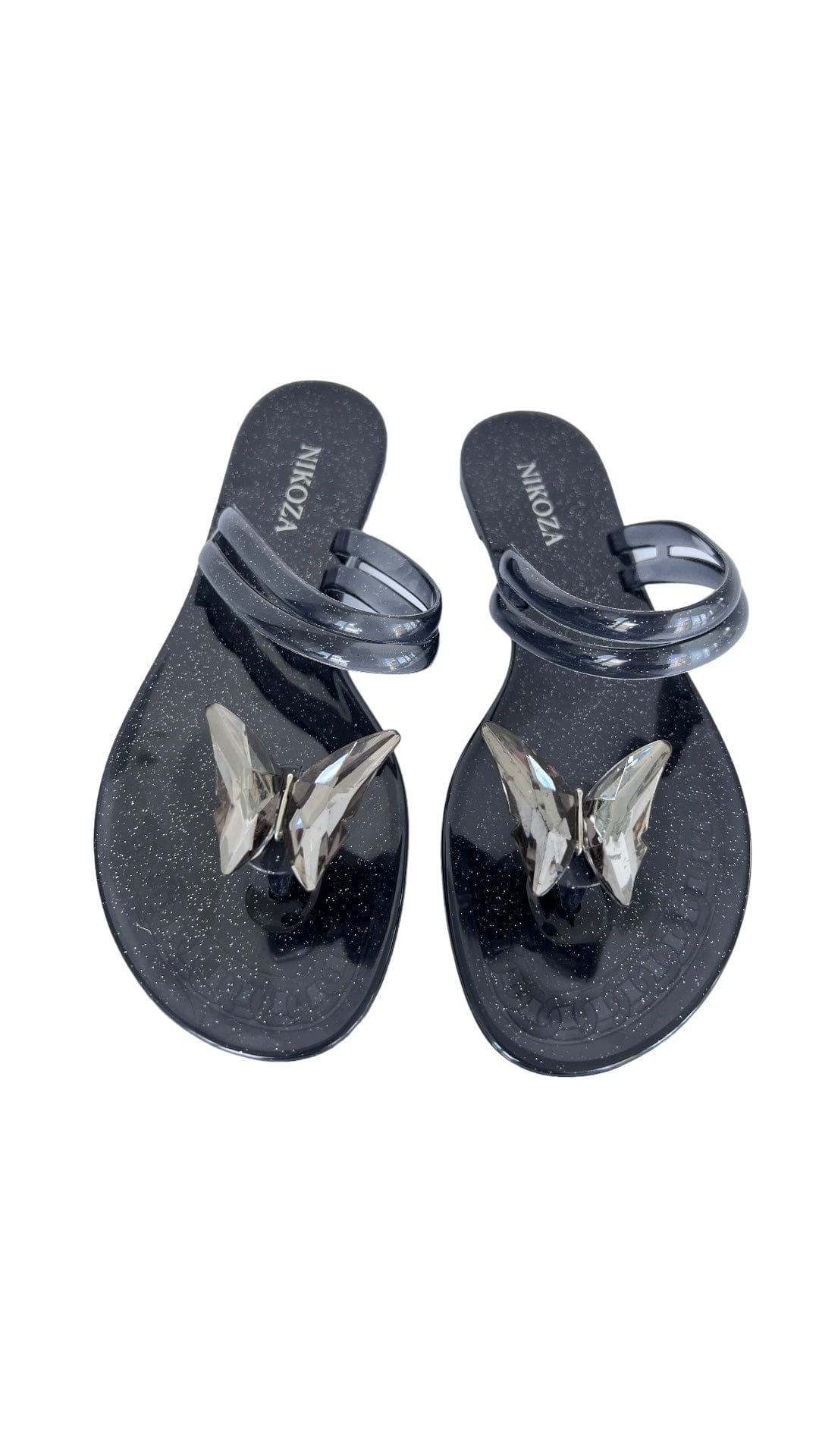 NINA black gel beach sandals NIKOZA