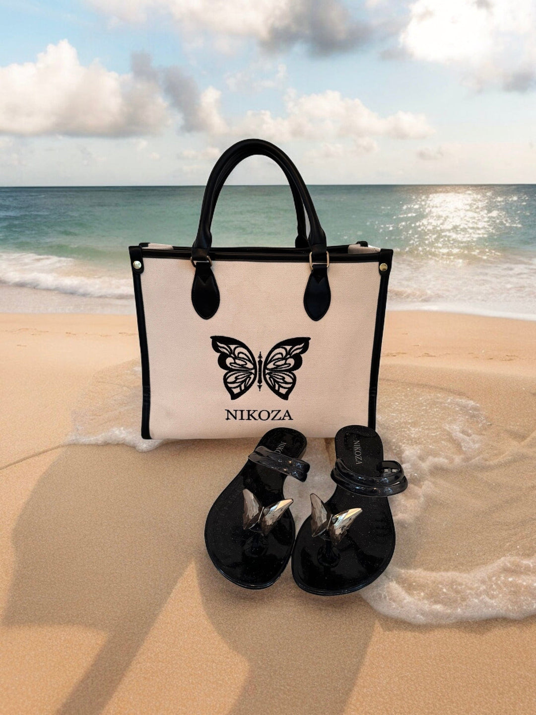 shoes NINA black gel beach sandals NIKOZA