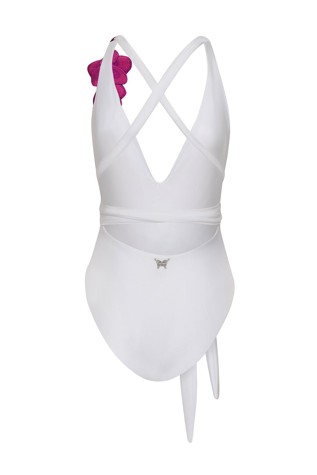 one piece swimwear Oncidium Oncidium White One-Piece | Orchid Embroidered Swimsuit | Nikoza NIKOZA