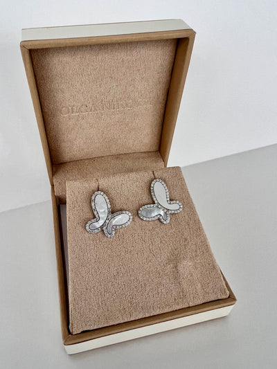 Earrings Silver 925 Silver with Mother Of Pearl Cubic Zirconia  Stud Butterfly Earring Jewelry 2023 Silver Mother Of Pearl CZ Dangle Stud Butterfly Earring NIKOZA
