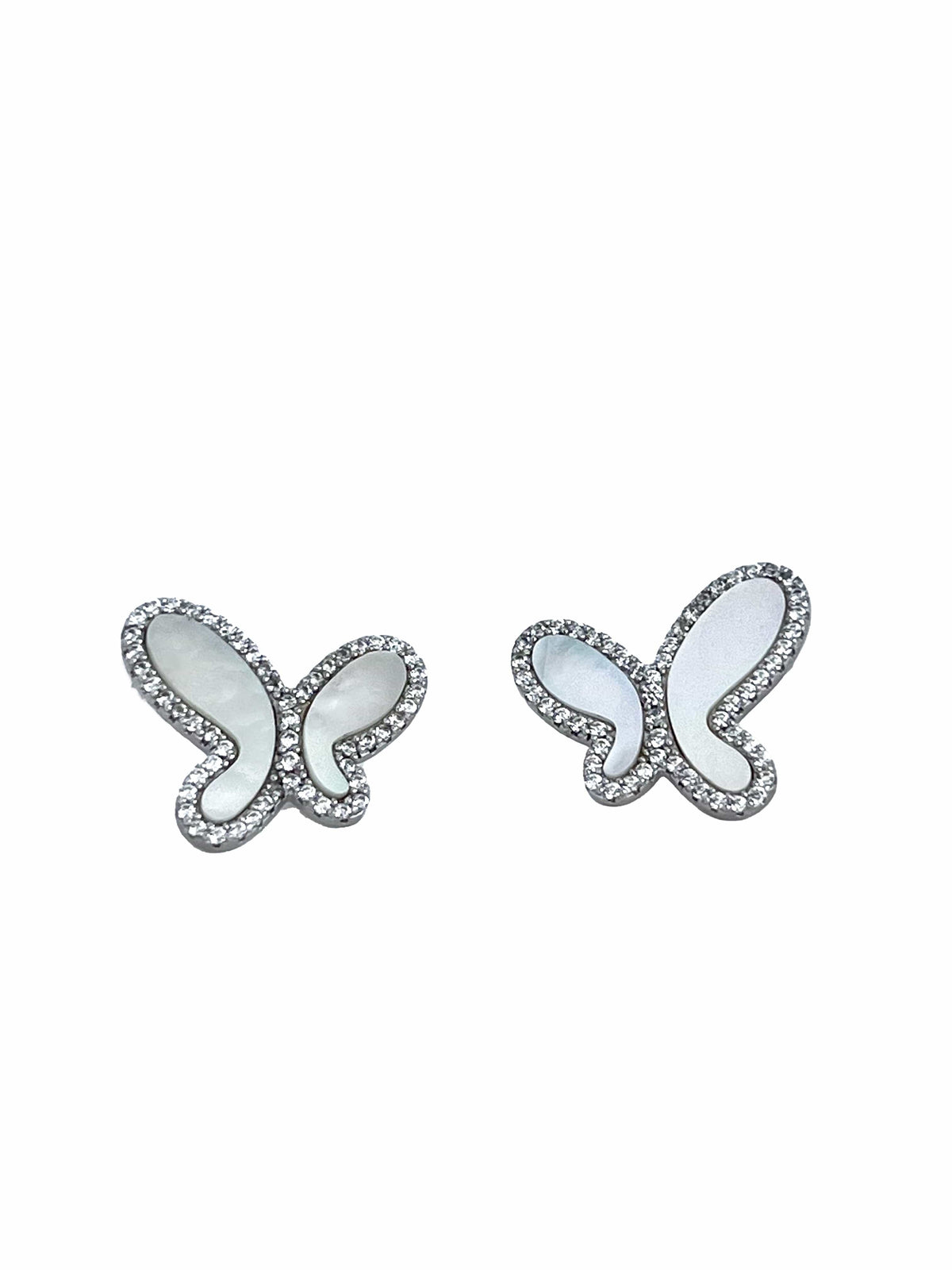 Earrings Silver 925 Silver with Mother Of Pearl Cubic Zirconia  Stud Butterfly Earring Jewelry 2023 Silver Mother Of Pearl CZ Dangle Stud Butterfly Earring NIKOZA
