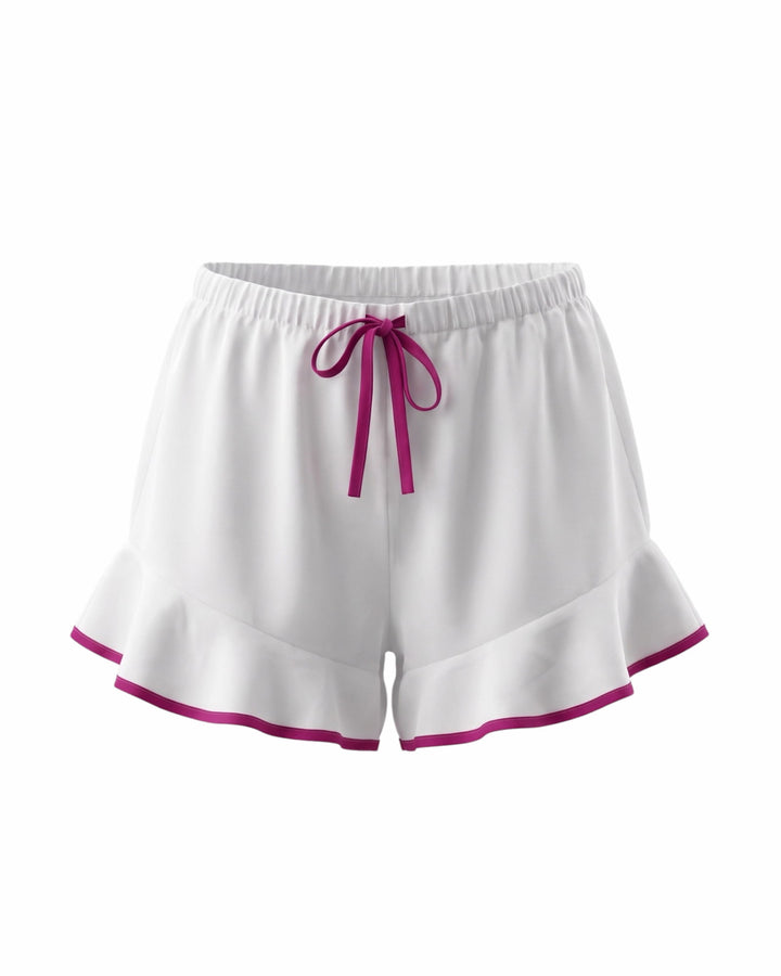 Cover-Up Shorts White-Pink / XS Brickell Chic Cover-Up Shorts Brickell Chic Ruffle Cover-Up Shorts | NIKOZA NIKOZA
