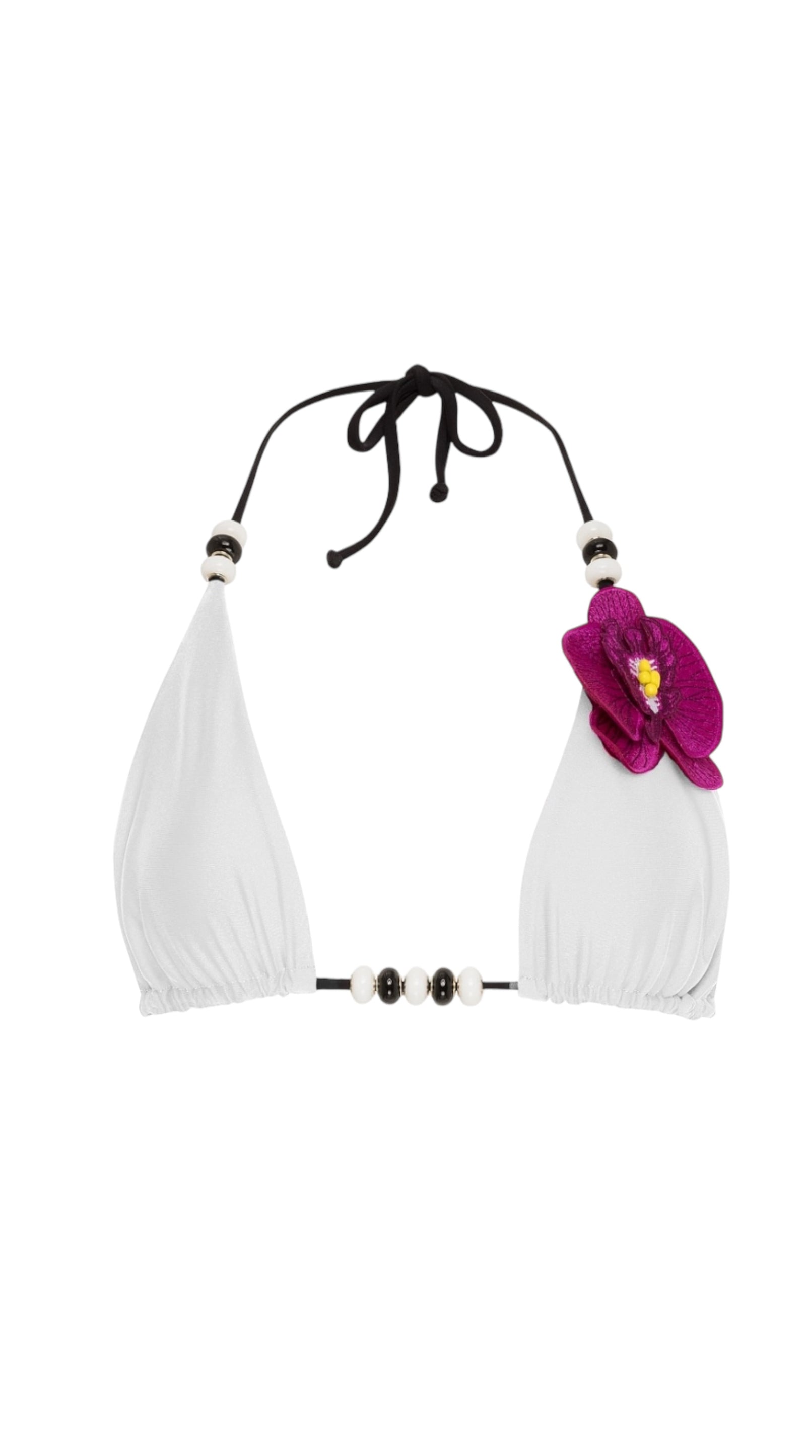 bikini top White / XS Lycaste White Top  Nikoza Swimwear Lycaste Fuchsia Orchid Triangle Bikini Top NIKOZA