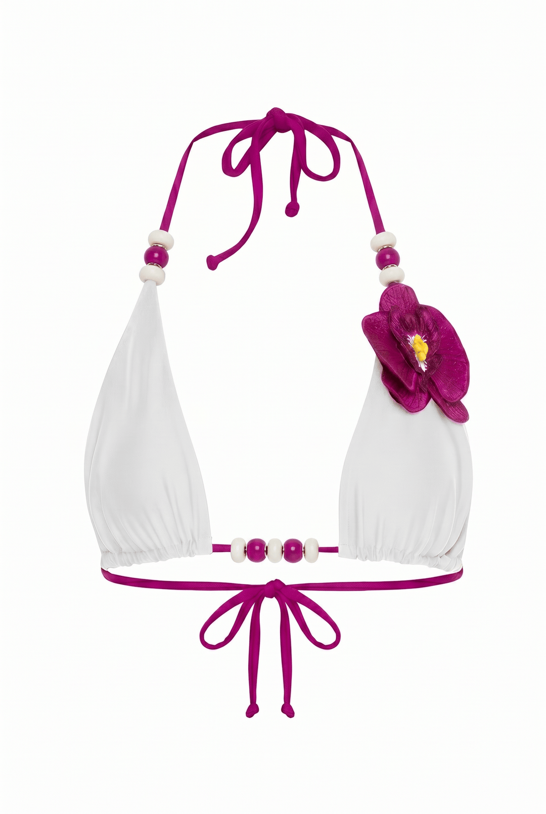 bikini top White / XS Pink Petals Top Orchid Triangle Bikini Top | NIKOZA Swimwear NIKOZA