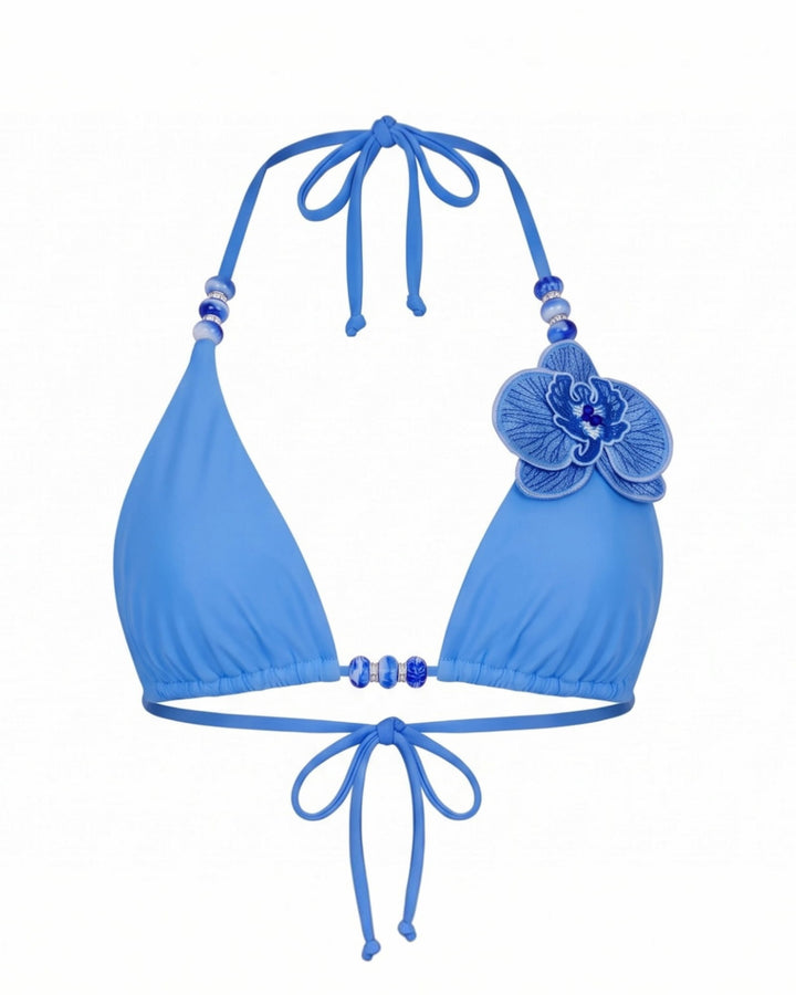 bikini top White / XS Sapphire Bloom Bikini Top Sapphire Bloom Triangle Bikini Top | NIKOZA NIKOZA