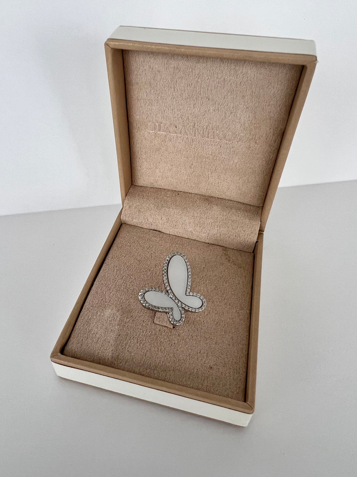 .925 Silver Ring w/ Mother Of Pearl Butterfly encrusted with Cubic Zirconia Jewelry 2023 Silver .925 Cubic Zirconia  Butterfly Ring Jewelry Olga Nikoza Swimwear