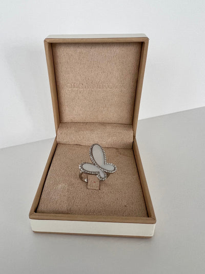 .925 Silver Ring w/ Mother Of Pearl Butterfly encrusted with Cubic Zirconia Jewelry 2023 Silver .925 Cubic Zirconia  Butterfly Ring Jewelry Olga Nikoza Swimwear