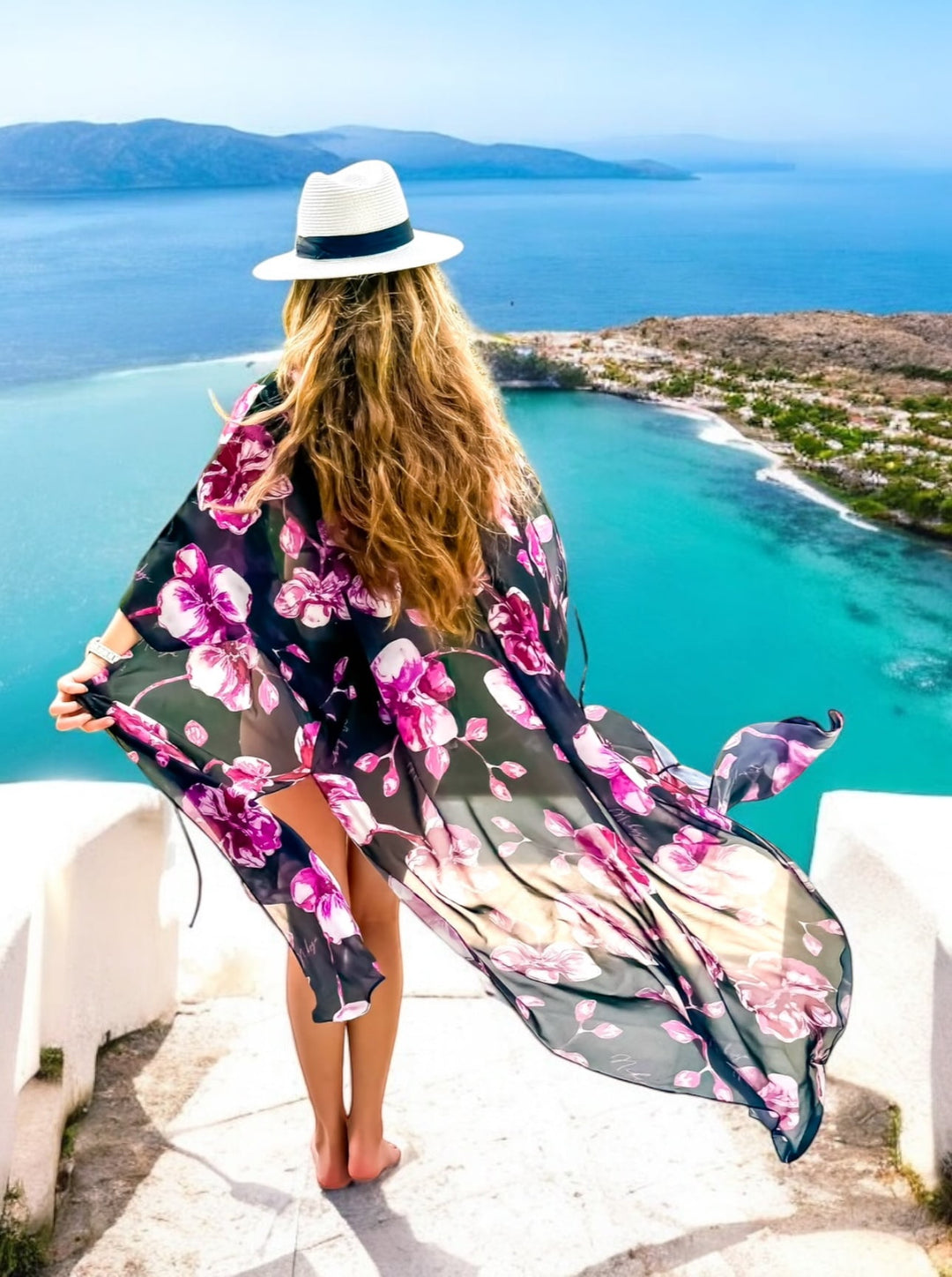 cover up black-pink / One Size Miranda long cover up 100% Silk Nikoza Swimwear Key Largo cover up (long) Olga Nikoza Swimwear