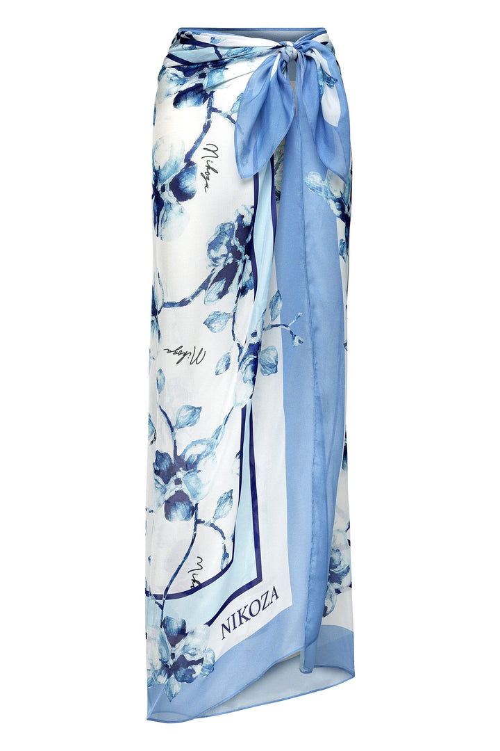 cover up Blue Orchid Pareo -100% Silk Blue Orchid Pareo | 100% Silk Chiffon Tropical Cover-Up | Nikoza Olga Nikoza Swimwear