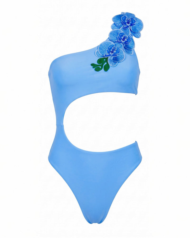 Swimwear Blue / XS Santorini Sky One-Shoulder Swimsuit Santorini Sky One-Shoulder Cutout Swimsuit | NIKOZA Olga Nikoza Swimwear
