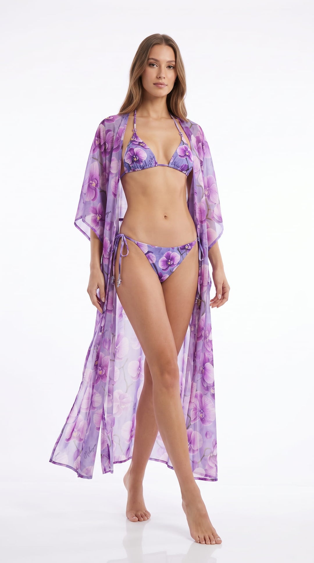 tunic Lilac / One Size Orchid Cascade Long Cover-Up Tunic Orchid Cascade Long Tunic Cover-Up | NIKOZA Olga Nikoza Swimwear