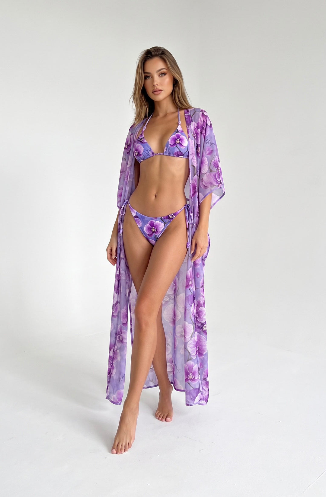 tunic Lilac / One Size Orchid Cascade Long Cover-Up Tunic Orchid Cascade Long Tunic Cover-Up | NIKOZA Olga Nikoza Swimwear