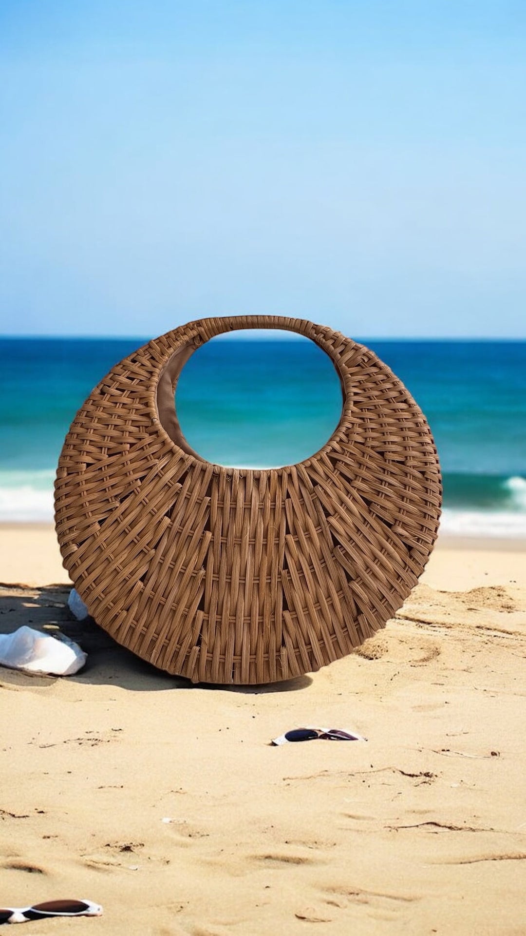 Bag Natural Straw Coastal Circle Natural Straw Beach Bag Coastal Circle Natural Straw Beach Bag Olga Nikoza Swimwear