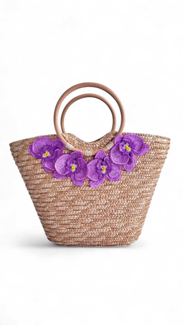 Bag Natural Straw Goddess in Lilac Straw Beach Bag Goddess in Lilac Straw Beach Bag Olga Nikoza Swimwear