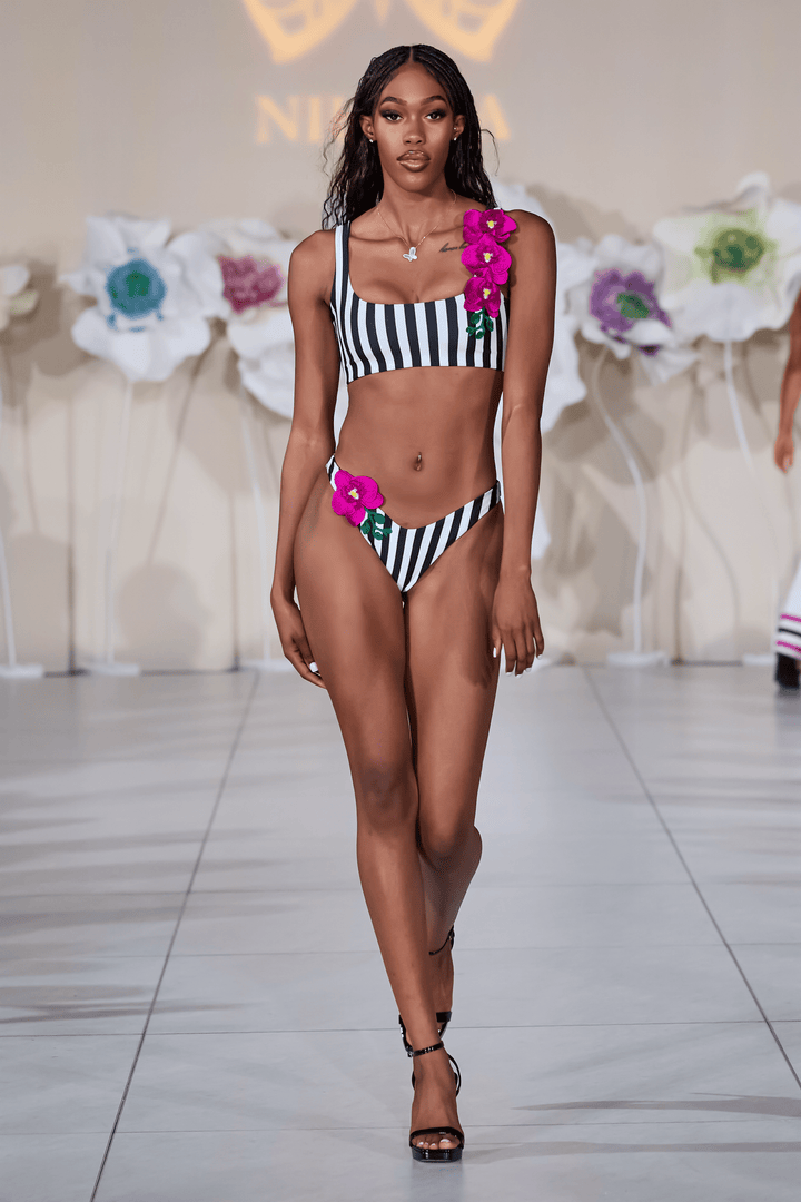 Orchids of Biscayne Bottom Black and White Bikini Bottoms Miami | Nikoza&