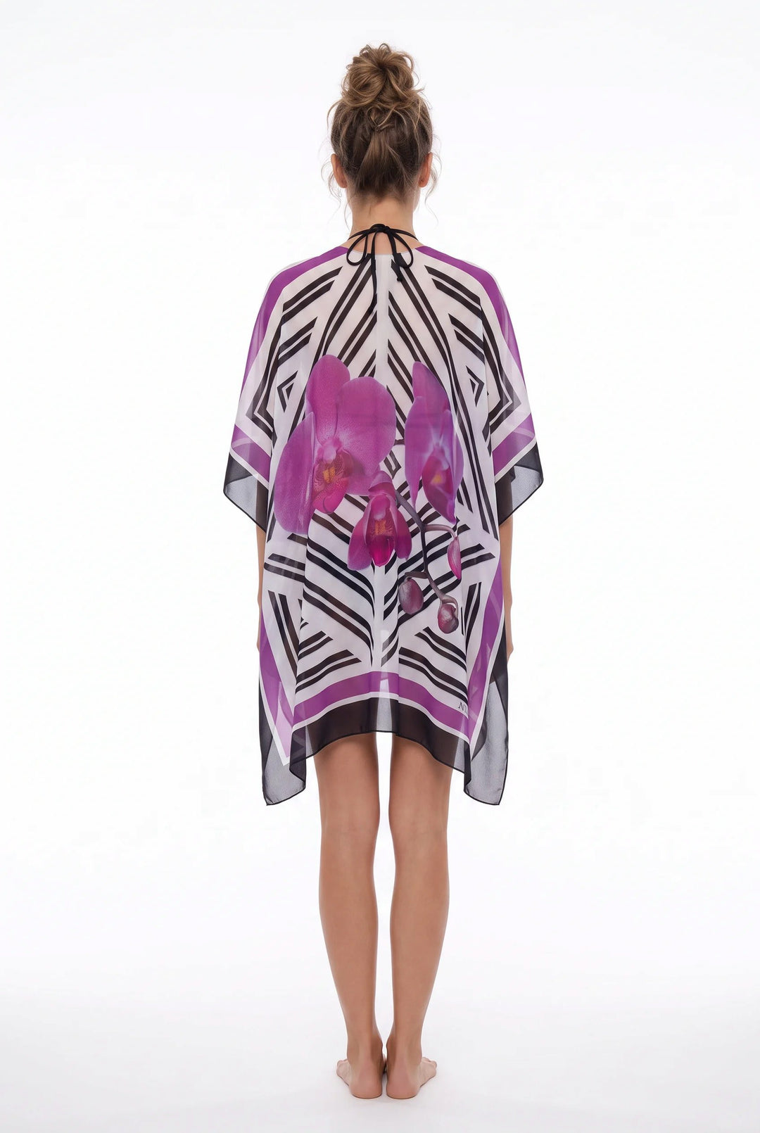 cover up White/Multi / One Size Phalaenopsis Tunic-100% Silk Phalaenopsis 100% Silk Tunic | Luxury Cover-Up | Nikoza Olga Nikoza Swimwear