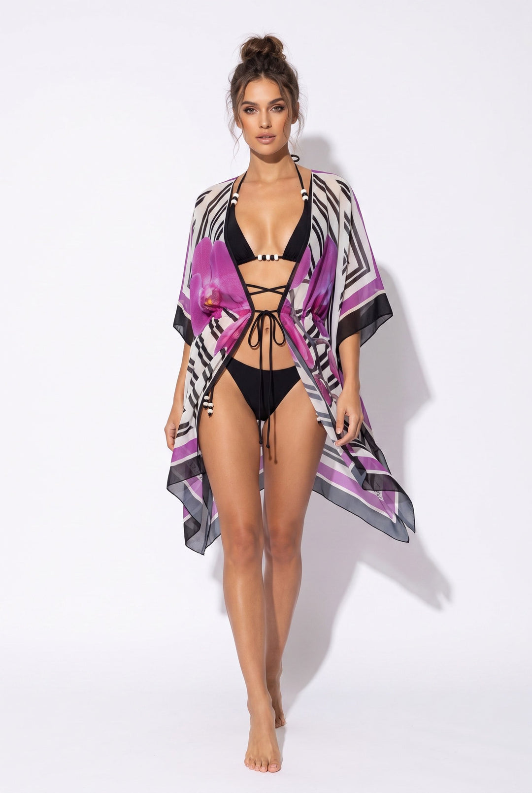 cover up White/Multi / One Size Phalaenopsis Tunic-100% Silk Phalaenopsis 100% Silk Tunic | Luxury Cover-Up | Nikoza Olga Nikoza Swimwear