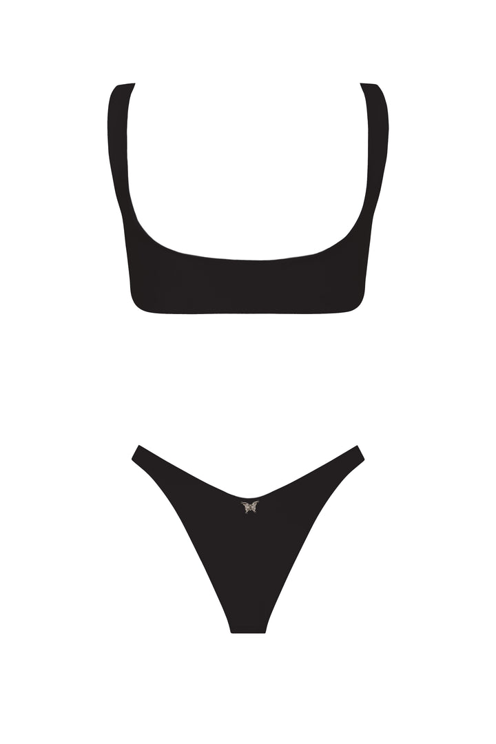 Orchids Of Biscayne Top & Bottom Black Bikini