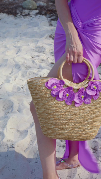 Goddess in Lilac Straw Beach Bag