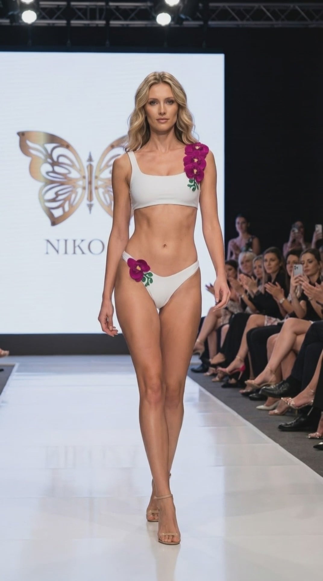 ORCHIDS OF BISCAYNE TOP & BOTTOM WHITE BIKINI